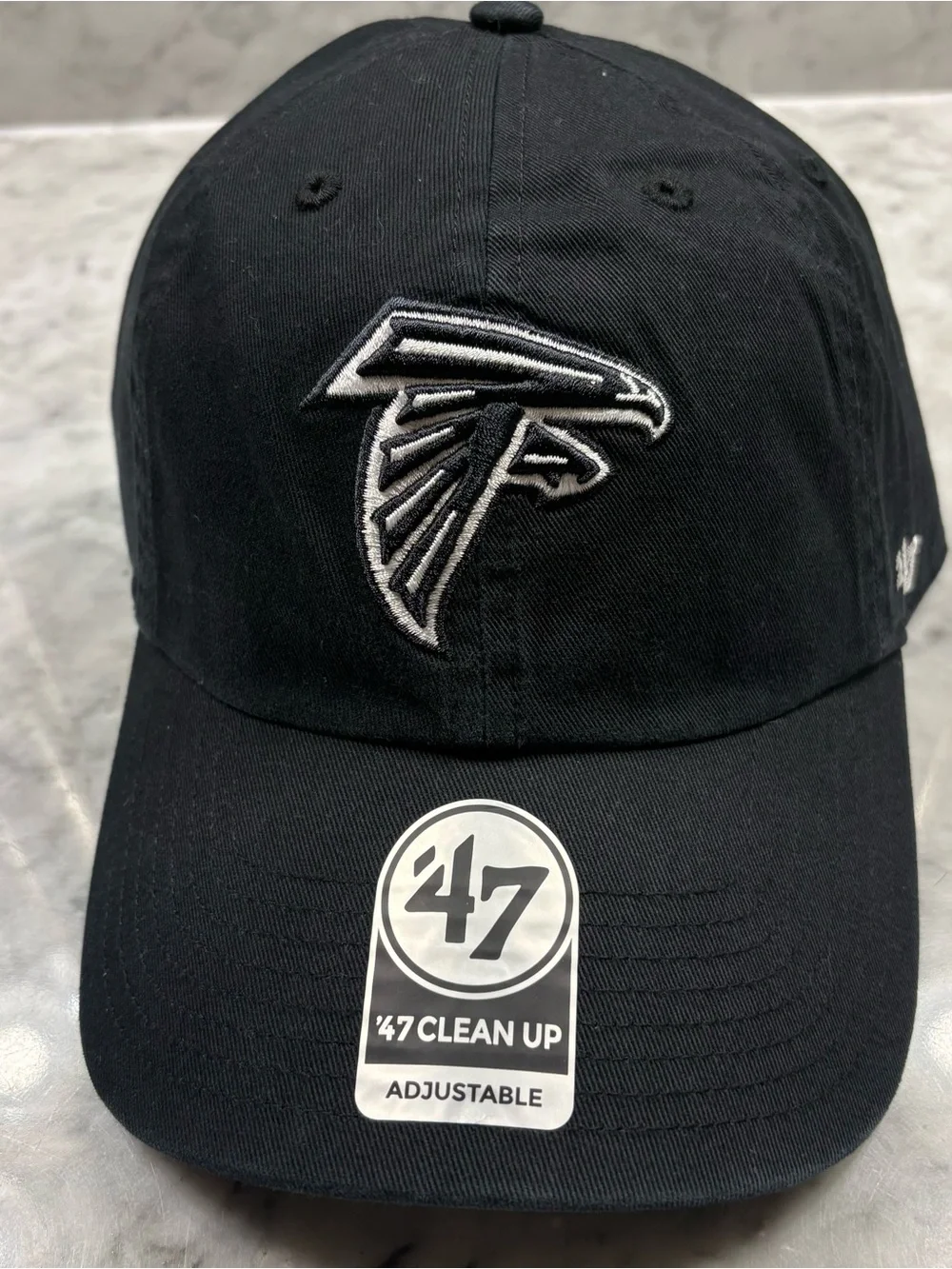 Atlanta Falcons '47 Brand NFL Clean Up Adjustable Strap Hat Black & White